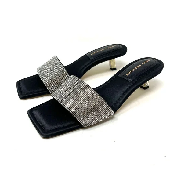 Good American Kickstand Slide Sandal Mules Black Diamond Size 8.5 GA117KD - Picture 6 of 12